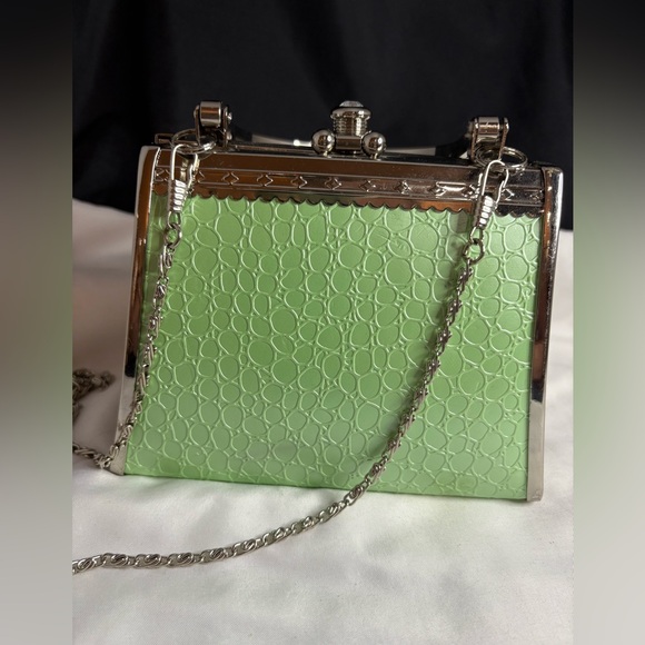 Small green purse/handle and removable chain shoulder strap - Picture 4 of 6